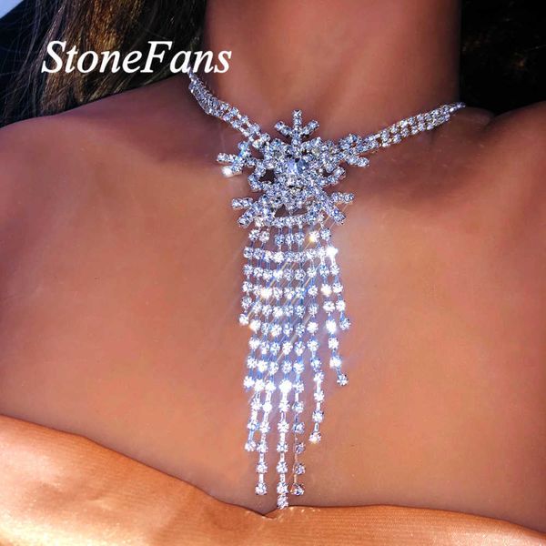 designer necklace luxury jewelry stonefans large snowflake pendant christmas choker for women bling rhinestone chain long tassel collar, Silver
designer necklace luxury jewelry stonefans large snowflake pendant christmas choker for women bling rhinestone chain long tassel collar, Silver