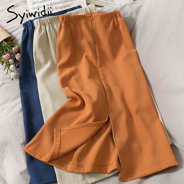 vintage elastic high waist skirt women mid-calf back slit casual a-line solid spring summer korean fashion skirts 210607, Black
vintage elastic high waist skirt women mid-calf back slit casual a-line solid spring summer korean fashion skirts 210607, Black