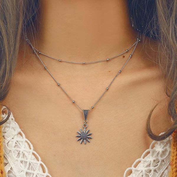 chokers vintage double layered women necklace sunflower silver color girl choker pendant alloy friend gift birthday party, Golden;silver
chokers vintage double layered women necklace sunflower silver color girl choker pendant alloy friend gift birthday party, Golden;silver