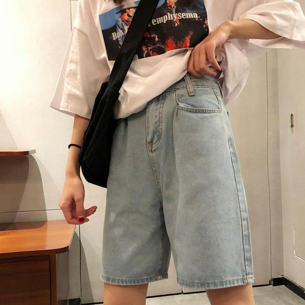 women's shorts women simple classic elegant summer korean denim short pocket straight students loose retro clothing, White;black
women's shorts women simple classic elegant summer korean denim short pocket straight students loose retro clothing, White;black