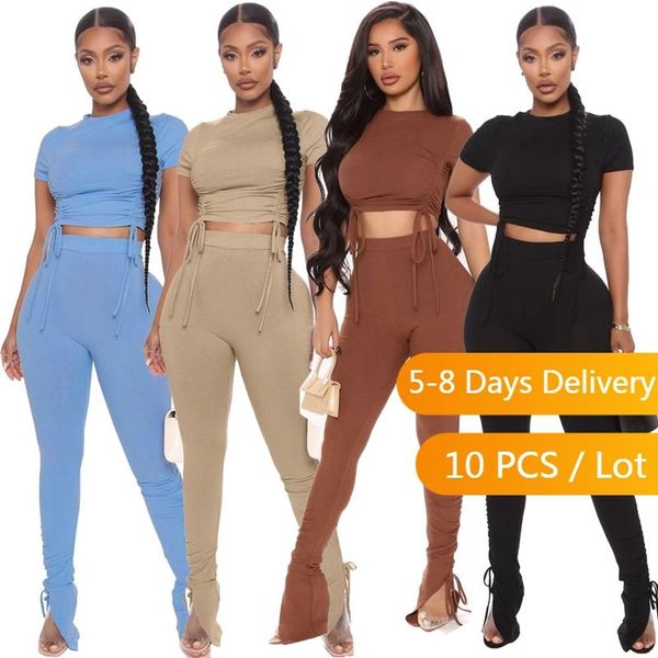 women's two piece pants bulk items wholesale lots summer set women sport short sleeve crop and flare ribbed bandage 2, White
women's two piece pants bulk items wholesale lots summer set women sport short sleeve crop and flare ribbed bandage 2, White
