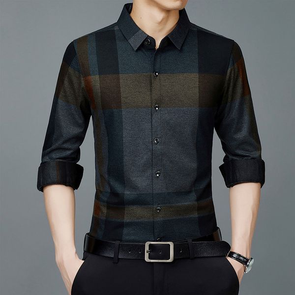 2021 spring autumn shirt middle-aged and youth leisure thin style fashion large lattice lapel shirt men's wear, Black
2021 spring autumn shirt middle-aged and youth leisure thin style fashion large lattice lapel shirt men's wear, Black