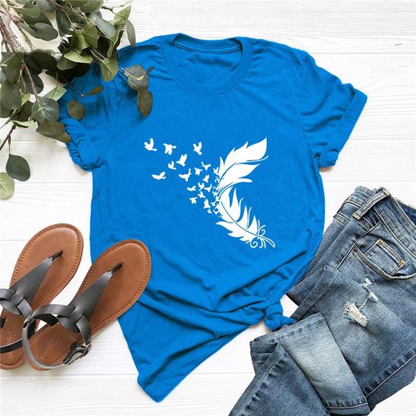 women's t-shirt summer s-5xl plus size woman clothing feather printed tshirt women o neck short sleeve tees shirt ladies 100%cotton, White
women's t-shirt summer s-5xl plus size woman clothing feather printed tshirt women o neck short sleeve tees shirt ladies 100%cotton, White