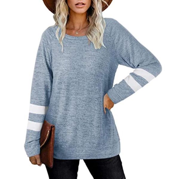 women's t-shirt womens crewneck sweatshirts color blocks long sleeve t shirt casual pullover tunic female j55, White
women's t-shirt womens crewneck sweatshirts color blocks long sleeve t shirt casual pullover tunic female j55, White