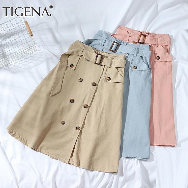 skirts tigena 2021 elegant office lady skirt women cotton double breasted pocket belt a line high waist midi long female pink, Black
skirts tigena 2021 elegant office lady skirt women cotton double breasted pocket belt a line high waist midi long female pink, Black