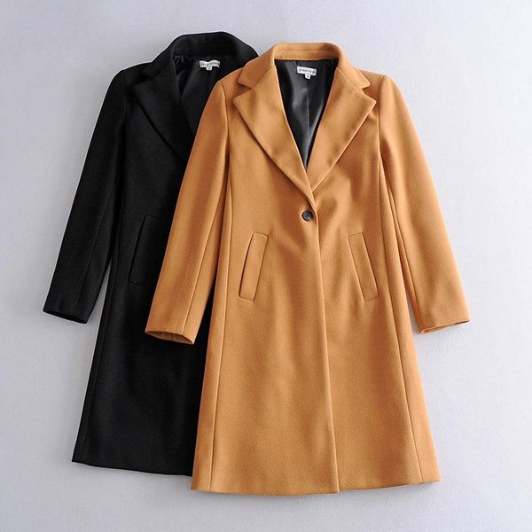 women's wool & blends 2021 fall street fashion loose casual woolen coat for lapel solid color long sleeve singel button all match jacke, Black
women's wool & blends 2021 fall street fashion loose casual woolen coat for lapel solid color long sleeve singel button all match jacke, Black
