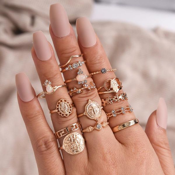 cluster rings 15 pcs/set vintage gold coin beauty head pattern cross love heart ring set women wedding anniversary gift, Golden;silver
cluster rings 15 pcs/set vintage gold coin beauty head pattern cross love heart ring set women wedding anniversary gift, Golden;silver