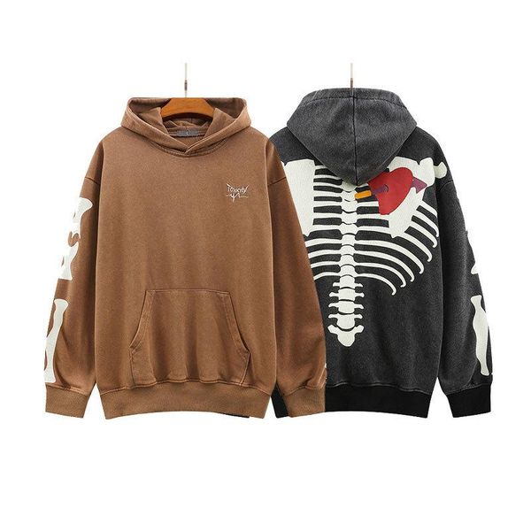 men's hoodies & sweatshirts skeleton print hooded cotton sweatshirt couple high street distressed loose hoodie fashion pullover coat, Black
men's hoodies & sweatshirts skeleton print hooded cotton sweatshirt couple high street distressed loose hoodie fashion pullover coat, Black