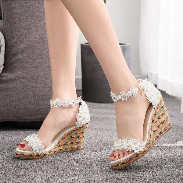sandals women wedding party banquet lace pu rhinestones buckle strap 9cm wedges high heels round toe size 35-42, Black
sandals women wedding party banquet lace pu rhinestones buckle strap 9cm wedges high heels round toe size 35-42, Black