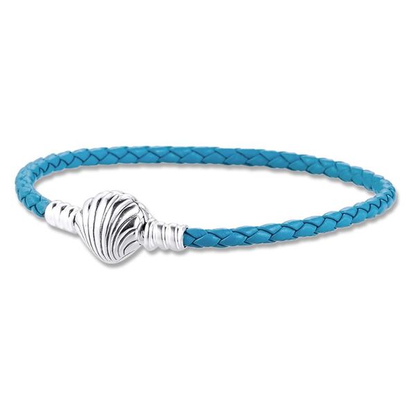 link, chain 925 sterling silver seashell clasp turquoise braided leather bracelets for women men fine jewelry diy bracelet femme bijoux, Black
link, chain 925 sterling silver seashell clasp turquoise braided leather bracelets for women men fine jewelry diy bracelet femme bijoux, Black