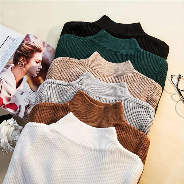 women's sweaters 2021 autumn winter women pullovers sweater knitted elasticity casual jumper fashion slim turtleneck warm female, White;black
women's sweaters 2021 autumn winter women pullovers sweater knitted elasticity casual jumper fashion slim turtleneck warm female, White;black