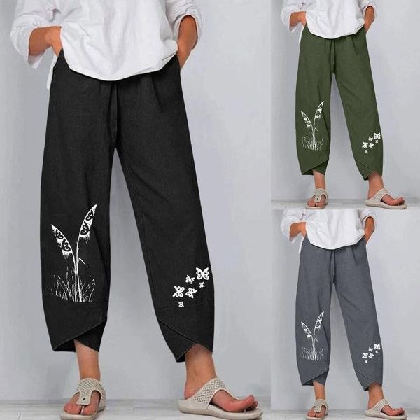 women's pants & capris vintage women cotton linen wide leg butterfly printed female trousers ladies casual loose pockets elastic waist, Black;white
women's pants & capris vintage women cotton linen wide leg butterfly printed female trousers ladies casual loose pockets elastic waist, Black;white