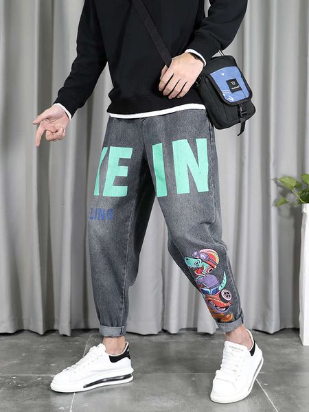 net red pants men's spring and autumn jeans men's loose legged harem pants printed korean fashion brand straight capris, Blue
net red pants men's spring and autumn jeans men's loose legged harem pants printed korean fashion brand straight capris, Blue