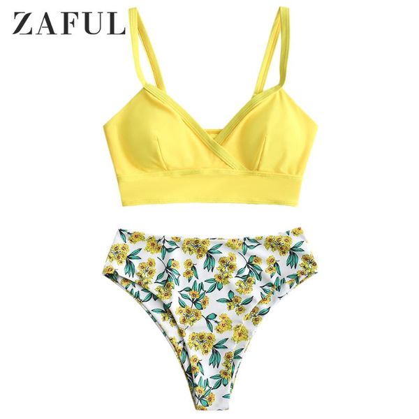 women's swimwear zaful floral plunge surplice tankini swimsuit for women high waisted cut two piece bathing suit, White;black
women's swimwear zaful floral plunge surplice tankini swimsuit for women high waisted cut two piece bathing suit, White;black