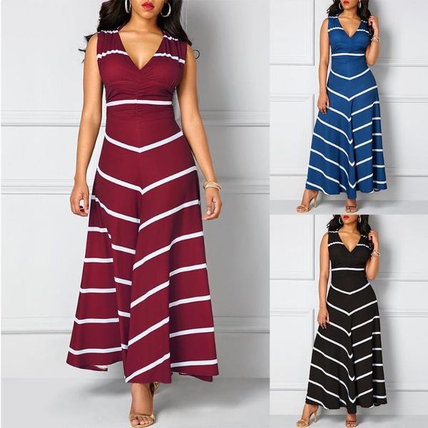 casual dresses -5xl women sleeveless deep v neck striped large hem waist tight maxi long dress evening party plus size vestidos, Black;gray
casual dresses -5xl women sleeveless deep v neck striped large hem waist tight maxi long dress evening party plus size vestidos, Black;gray