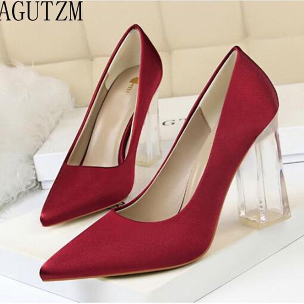 dress shoes woman pumps transparent pu heel wedding women's concise silk shallow high heels female office v689, Black
dress shoes woman pumps transparent pu heel wedding women's concise silk shallow high heels female office v689, Black