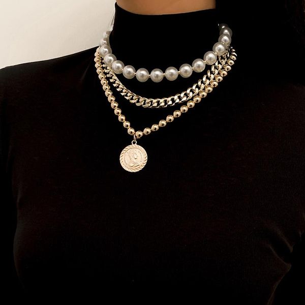 pendant necklaces 2021 retro imitation pearl set necklace women's temperament mix and match portrait jewelry gift, Silver
pendant necklaces 2021 retro imitation pearl set necklace women's temperament mix and match portrait jewelry gift, Silver