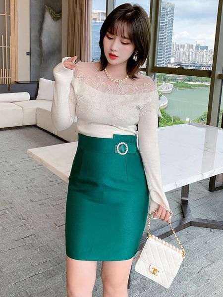 women's two piece pants perspective of bud silk yarn knit couture autumn plus sizes large size, White
women's two piece pants perspective of bud silk yarn knit couture autumn plus sizes large size, White