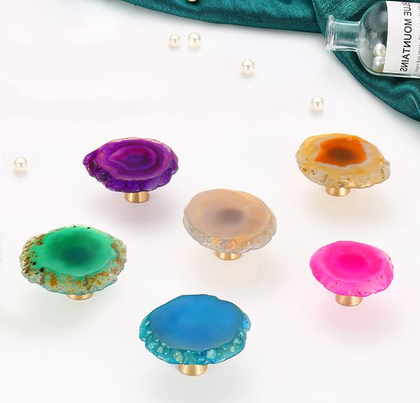 colorful natural agate knob rough stone cutting knob for bedroom drawer pull knobs handle
colorful natural agate knob rough stone cutting knob for bedroom drawer pull knobs handle