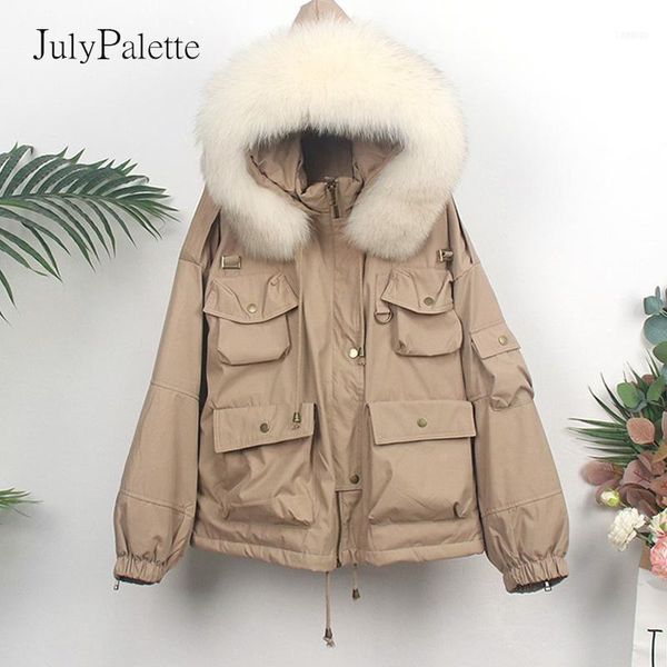 women's down & parkas julypalette 2021 winter jacket women big fur collar hooded short coats thicken female warm real parka outerwear1, Black
women's down & parkas julypalette 2021 winter jacket women big fur collar hooded short coats thicken female warm real parka outerwear1, Black