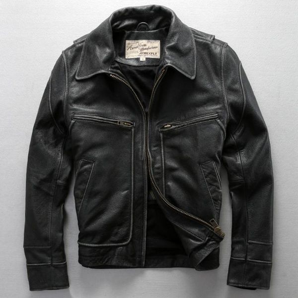 men's leather & faux designer genuine 2021 backham style wind coat brand vintage thick cowhide motorcycle jacket, Black
men's leather & faux designer genuine 2021 backham style wind coat brand vintage thick cowhide motorcycle jacket, Black