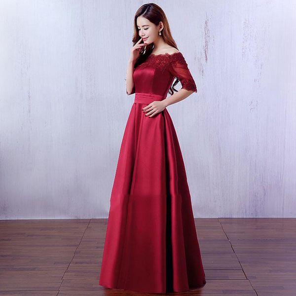 long formal wine prom dresses vestidos satin robe de soiree party dress, Black
long formal wine prom dresses vestidos satin robe de soiree party dress, Black