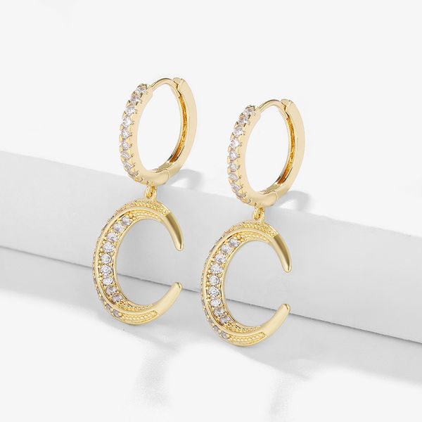 japanese and korean version of the original sufeng inlaid with diamond crescent shaped copper earrings, Silver
japanese and korean version of the original sufeng inlaid with diamond crescent shaped copper earrings, Silver