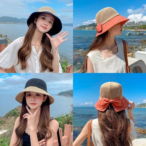 beanie/skull caps sun hat female 2021 summer hollow stitching bow big brim gift designer bonnet womens hats, Blue;gray
beanie/skull caps sun hat female 2021 summer hollow stitching bow big brim gift designer bonnet womens hats, Blue;gray
