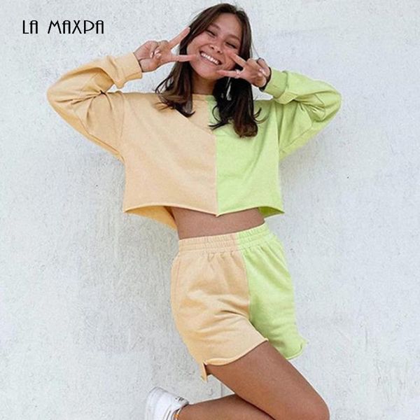 women's two piece pants autumn fashion o-neck 2-piece two-piece long-sleeved + shorts patchwork casual sports suits, White
women's two piece pants autumn fashion o-neck 2-piece two-piece long-sleeved + shorts patchwork casual sports suits, White