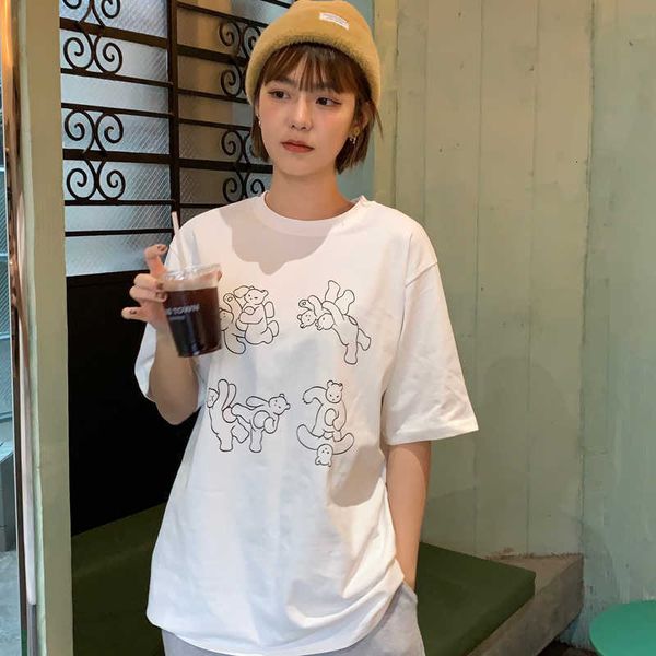 women's t-shirt cartoon print summer t-shirts women o-neck short sleeve casual vintage shirts funny korean loose pullover z23, White
women's t-shirt cartoon print summer t-shirts women o-neck short sleeve casual vintage shirts funny korean loose pullover z23, White