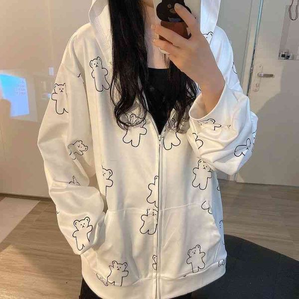 qweek harajuku bear print zip up hoodies women 2021 autumn casual korean fashion kawaii long sleeve sweatshirts alt clothes y2k, Black
qweek harajuku bear print zip up hoodies women 2021 autumn casual korean fashion kawaii long sleeve sweatshirts alt clothes y2k, Black