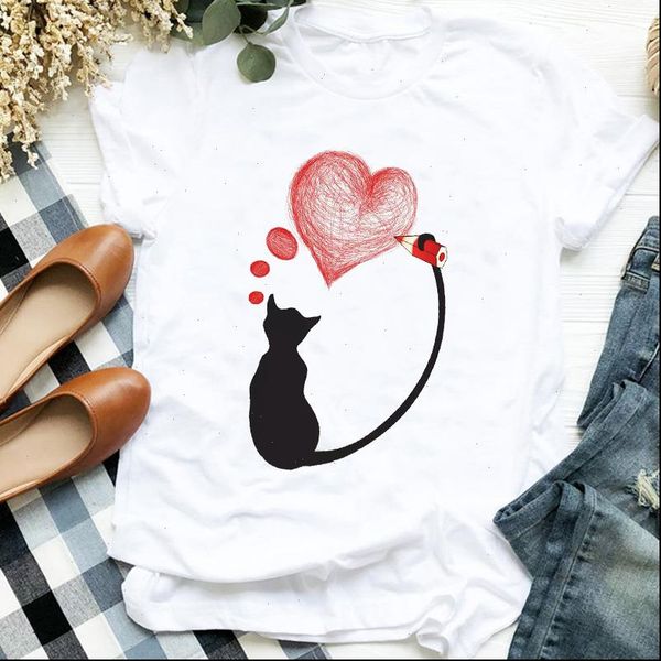women lady cartoon cat short sleeve fashion love trend cute t tee womens tshirt female shirt clothes graphic t shirt, White
women lady cartoon cat short sleeve fashion love trend cute t tee womens tshirt female shirt clothes graphic t shirt, White