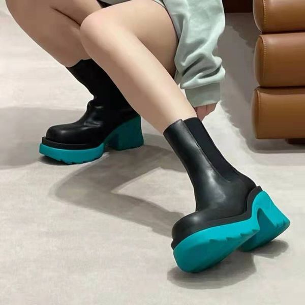 thick soled short boots women's autumn net red same thick heel color matching fashion versatile locomotive elastic medium tube martin, Black
thick soled short boots women's autumn net red same thick heel color matching fashion versatile locomotive elastic medium tube martin, Black