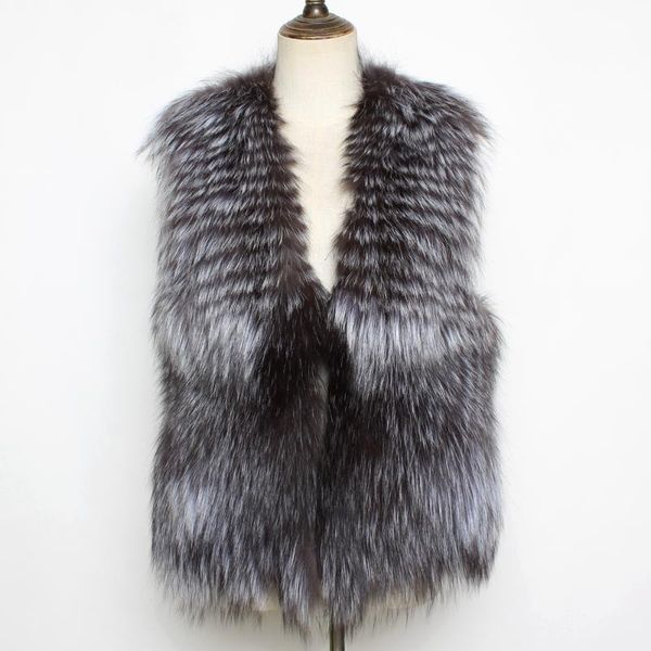 women's fur & faux 100%natural fluffy genuine vest coat fashion style russian lady warm casual silver jacket, Black
women's fur & faux 100%natural fluffy genuine vest coat fashion style russian lady warm casual silver jacket, Black