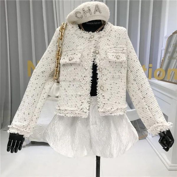 women's jackets korean style tassel tweed short jacket for women spring vintage pearl button slim outerwear elegant chic long sleeve co, Black;brown
women's jackets korean style tassel tweed short jacket for women spring vintage pearl button slim outerwear elegant chic long sleeve co, Black;brown