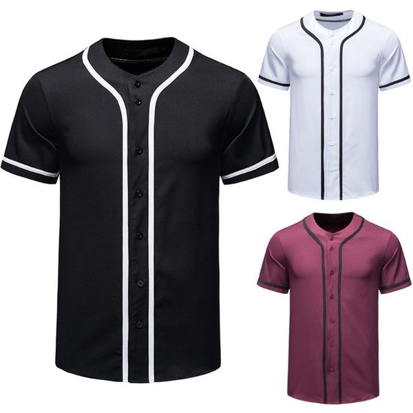men's t-shirts 2021 men baseball stripe button down short sleeves v-neck sports t-shirt uniforms streetwear women cardigan, White;black
men's t-shirts 2021 men baseball stripe button down short sleeves v-neck sports t-shirt uniforms streetwear women cardigan, White;black