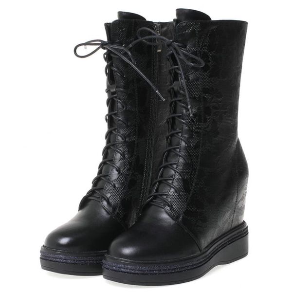 boots punk creepers women lace up genuine leather chunky high heels ankle female round toe fashion sneakers casual shoe, Black
boots punk creepers women lace up genuine leather chunky high heels ankle female round toe fashion sneakers casual shoe, Black
