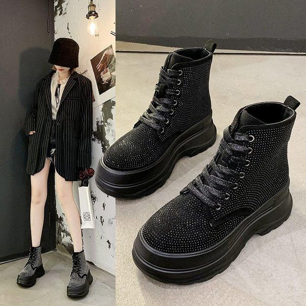 boots fashion round toe ankle chunky platform rhinestone women shoes solid color keep warm ladies, Black
boots fashion round toe ankle chunky platform rhinestone women shoes solid color keep warm ladies, Black
