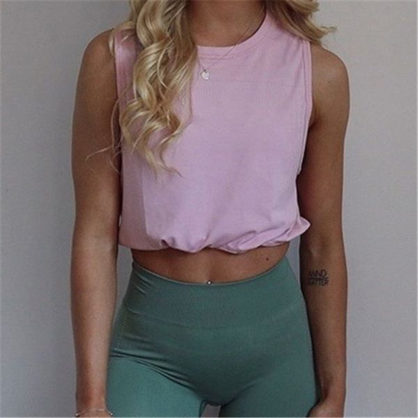 womens gym seamless yoga vest t-shirt fashion trend round neck sleeveless loose short female solid colors fitness sportswear tshirts, White
womens gym seamless yoga vest t-shirt fashion trend round neck sleeveless loose short female solid colors fitness sportswear tshirts, White