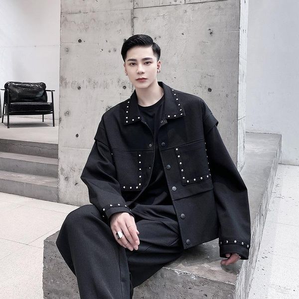 new male women streetwear black coat outerwear men rivet vintage fashion casual loose short jacket, Black;brown
new male women streetwear black coat outerwear men rivet vintage fashion casual loose short jacket, Black;brown