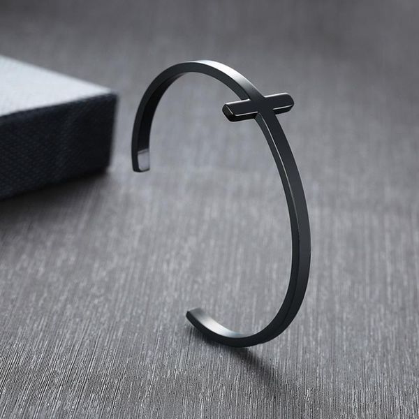 bangle creative cross bracelet open cuff two-color casual simple jewelry, Black
bangle creative cross bracelet open cuff two-color casual simple jewelry, Black