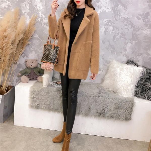 women's wool & blends 2021 autumn commuting temperament beauty imitation mink velvet coat korean version is loose warm winter turn-down, Black
women's wool & blends 2021 autumn commuting temperament beauty imitation mink velvet coat korean version is loose warm winter turn-down, Black