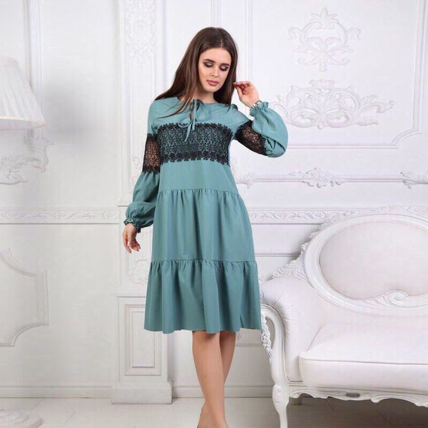 women vintage lace patchwork ruffles a-line dress long sleeve bow neck solid elegant casual dress 2021 spring new fashion dress y0118, Black;gray
women vintage lace patchwork ruffles a-line dress long sleeve bow neck solid elegant casual dress 2021 spring new fashion dress y0118, Black;gray
