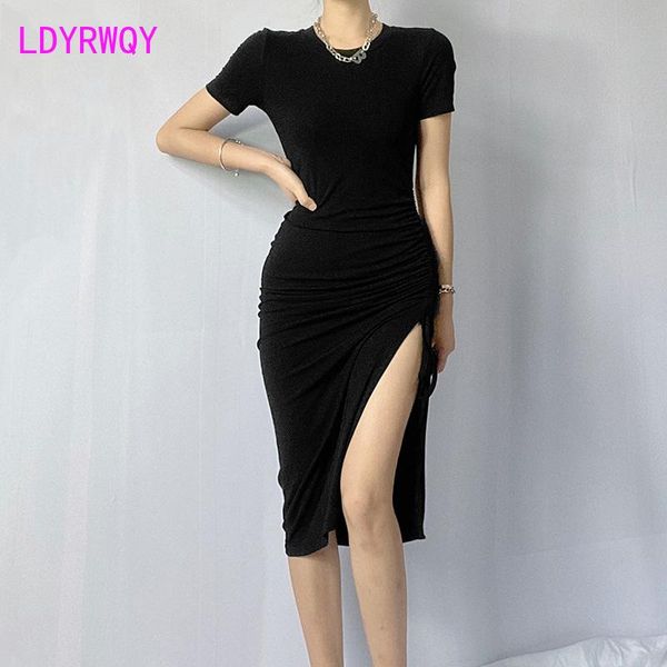 casual dresses 2021 short-sleeved women's slit drawstring dress slim fit buttocks sheath knee-length v-neck, Black;gray
casual dresses 2021 short-sleeved women's slit drawstring dress slim fit buttocks sheath knee-length v-neck, Black;gray
