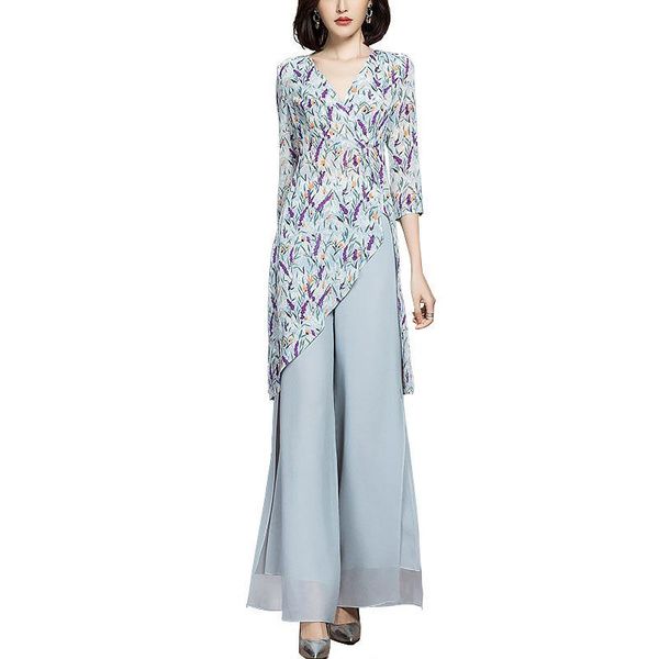 women's tracksuits 2021 spring summer fashion elegant chiffon blouse and wide leg pant matching 2 pieces set garment for women, Gray
women's tracksuits 2021 spring summer fashion elegant chiffon blouse and wide leg pant matching 2 pieces set garment for women, Gray