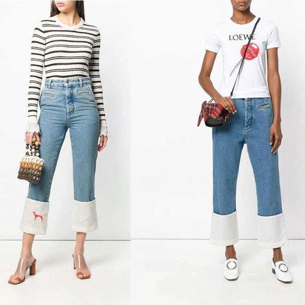 women's jeans in the early autumn 2021, luo yiwei star's same style of dog embroidery hem fisherman's pants, straight leg jea, Blue
women's jeans in the early autumn 2021, luo yiwei star's same style of dog embroidery hem fisherman's pants, straight leg jea, Blue