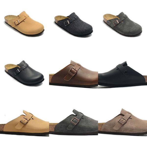 german designer boken women's shoes men's bken slippers baotou flip flops leather cork sole indoor outdoor beach non slip sandals, Black
german designer boken women's shoes men's bken slippers baotou flip flops leather cork sole indoor outdoor beach non slip sandals, Black