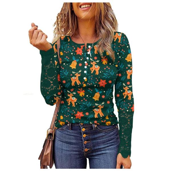 women's t-shirt christmas slim t-shirts cartoon printed lace long sleeve tunic casual female button round neck comfy shirts #t2g, White
women's t-shirt christmas slim t-shirts cartoon printed lace long sleeve tunic casual female button round neck comfy shirts #t2g, White