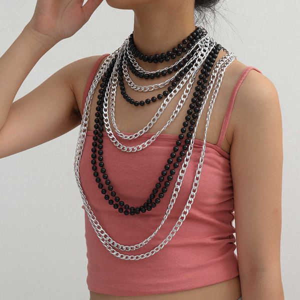 jewelry personalized chain women's exaggeration multi-layer suit handmade round bead necklace, Silver
jewelry personalized chain women's exaggeration multi-layer suit handmade round bead necklace, Silver