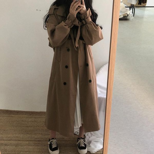 women's trench coats chic women coat casual long outerwear loose overcoat autumn winter fashion double-breasted windbreaker femme, Tan;black
women's trench coats chic women coat casual long outerwear loose overcoat autumn winter fashion double-breasted windbreaker femme, Tan;black